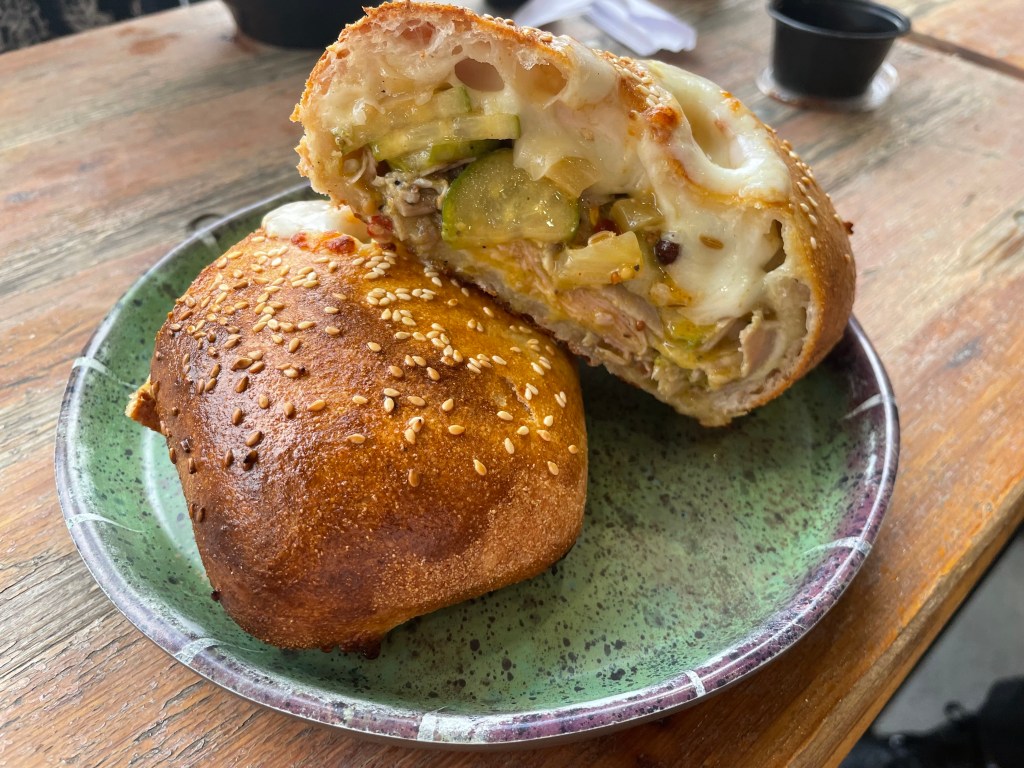 A stromboli from Utah's Marcato Kitchen sits on a green plate.
If you're a Utah foodie on the hunt for quick eats in Utah, our daily newsletter will be you new best friend.